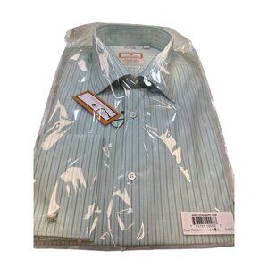 Orange247 Mens Green/Blue Pinstriped Long Sleeve Button Down Shirt L 16-16.5 SKU